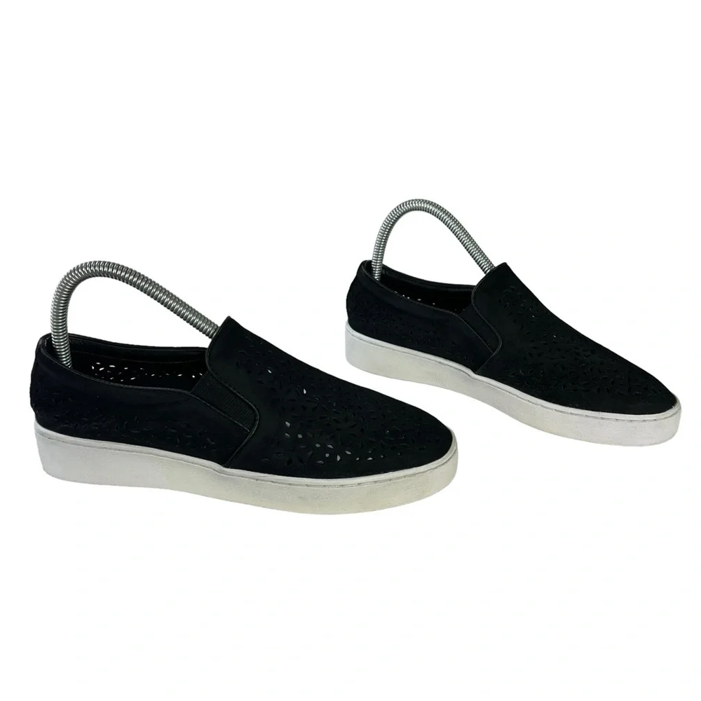 Vionic Midi Perforated Leather Slip On Sneaker Shoes Black Womens Size‎ 7